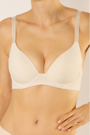 Sutien Klara extra confort cupa subtire preformata microfibra, Butter Cream - Img 3