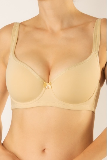 Sutien Lina extra confort cupa adanca preformata microfibra, Bej, cupe C si D - Img 2