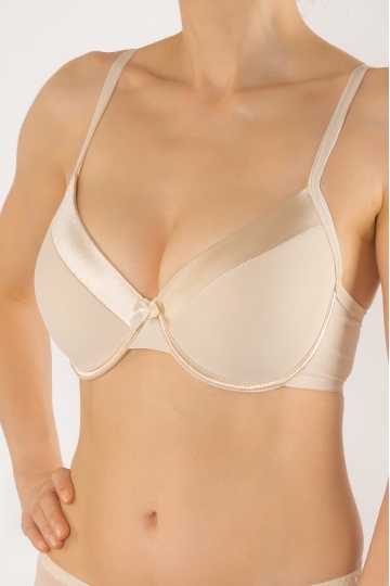 Sutien Lumia cupa subtire, Microfibra, cupe B, C si D, Satin Beige - Img 2