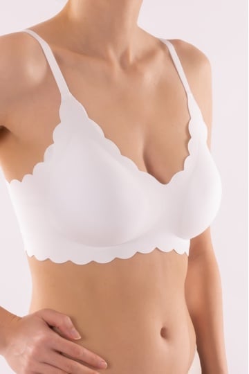 Sutien Piana tip bustiera soft confort fara armatura, cupe moi, din microfibra, Alb