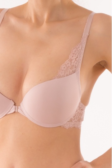 Sutien push-up cu inchidere in fata Nissa , Roze Nude ( cupe B si C ) - Img 2