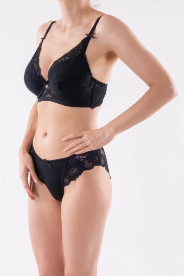 Sutien push-up elegant, cupa preformata Fiorella, Negru - Img 5