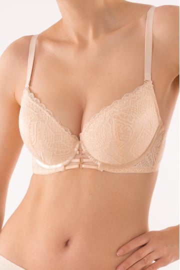 Sutien push-up elegant, cupa preformata Milana, Cream Beige - Img 1
