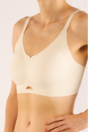Sutien soft-touch MARA tip bustiera cu bretea reglabila, fara armatura, cupe moi, din microfibra , Butter - Img 2