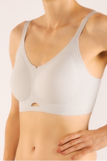 Sutien soft-touch MARA tip bustiera cu bretea reglabila, fara armatura, cupe moi, din microfibra , Dove Grey - Img 3