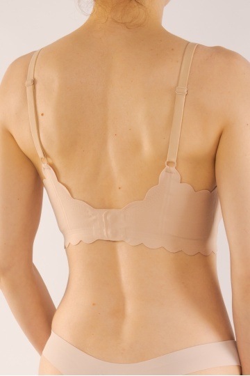 Sutien soft-touch MOIRA tip bustiera fara armatura, cupe buretate moi, din microfibra , BEJ - Img 3