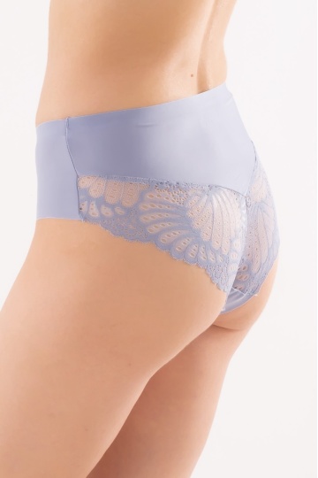 Chiloti brazilieni Maya fara cusaturi la tiv, microfibra si dantela , Blue Lilac - Img 1