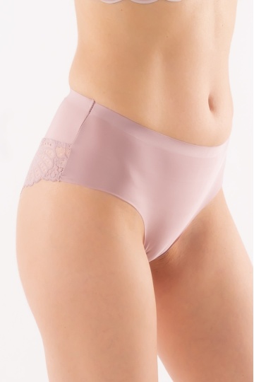 Chiloti brazilieni Maya fara cusaturi la tiv, microfibra si dantela , Roze Nude - Img 2