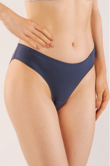 Chiloti femei ALA, clasic din bumbac, talie medie Navy blue - Img 3
