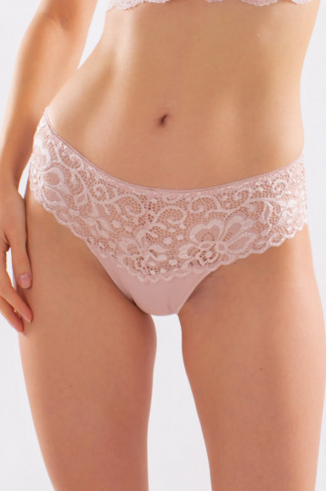 Chiloti femei clasic bumbac si dantela Marisa, Roze Nude - Img 2