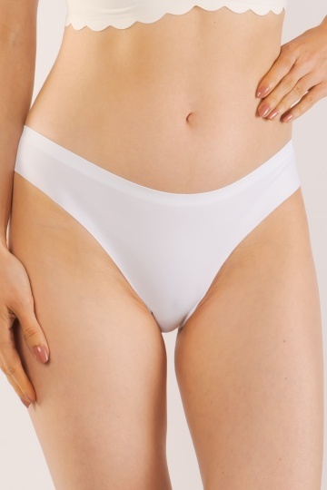 Chiloti laser cut IVY, panty Clasic fara cusaturi la tiv, microfibra, Alb - Img 2