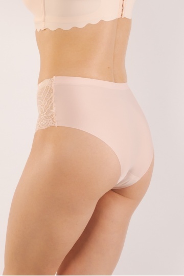 Chiloti laser cut Nala, fara cusaturi la tiv, microfibra si dantela , Roze Nude - Img 2