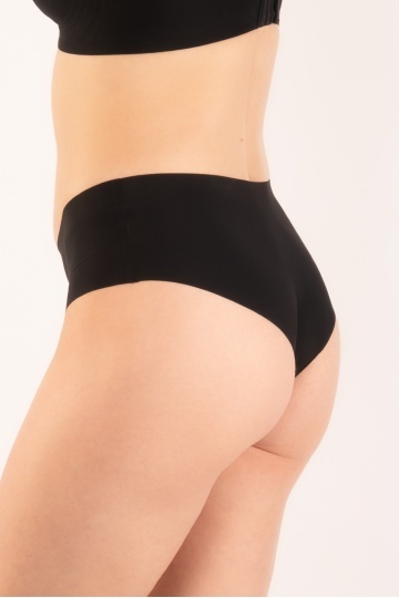 Chiloti laser cut Nuria, panty brazilian fara cusaturi la tiv, microfibra, Negru