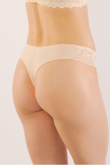 Chiloti tanga Seresa, bumbac si dantela, Cream - Img 2