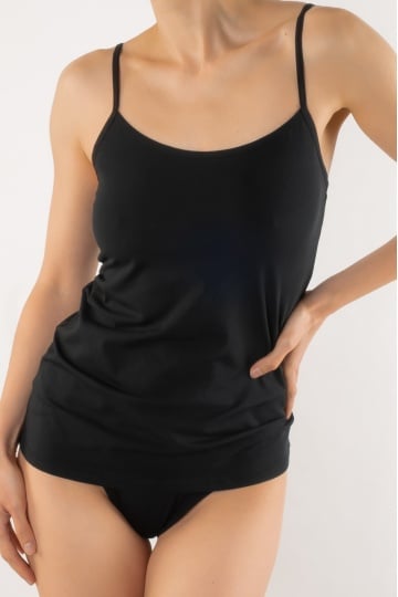 Maieu Basic bumbac bretele reglabile, Negru - Img 1