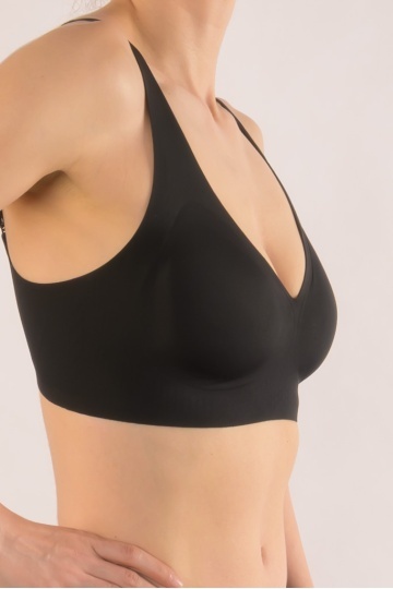 Sutien Ariana tip bustiera soft confort fara armatura, cupe moi, din microfibra Negru - Img 2