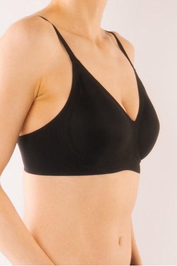 Sutien Arleta, tip bustiera soft confort fara armatura, cupe moi, din microfibra Negru - Img 3
