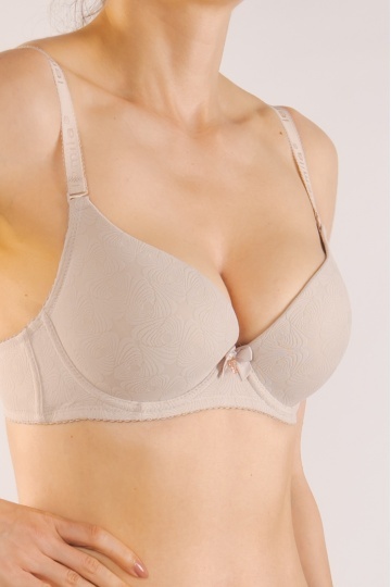 Sutien cupa preformata subtire Vera, imbracat in microfibra, cupe B, C, D, Cappuccino - Img 6