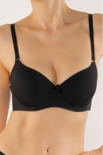 Sutien cupa subtire preformata microfibra, Bella , Negru , cupe B, C, D, E, F - Img 4