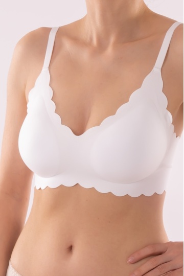 Sutien Piana tip bustiera soft confort fara armatura, cupe moi, din microfibra, Alb - Img 4