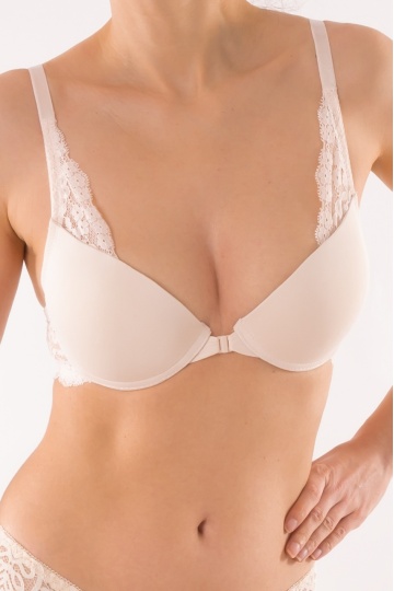 Sutien push-up cu inchidere in fata Nissa , Cream ( cupe B si C ) - Img 4
