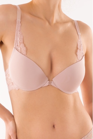 Sutien push-up cu inchidere in fata Nissa , Roze Nude ( cupe B si C ) - Img 1