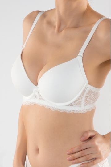 Sutien push-up elegant, cupa preformata Doris, Ivory White - Img 4