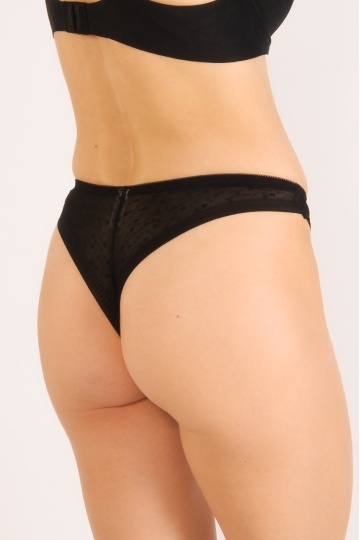 Chiloti eleganti Rosalia, model panty brazilian, din dantela, Negru - Img 4