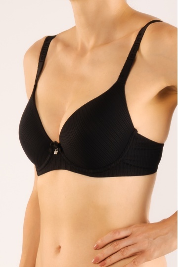Sutien cupa subtire Magnolia, imbracat in microfibra, cupe B, C, D, Negru - Img 3