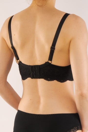 Sutien FABIA, fara armatura, cupe subtiri preformate imbracate in dantela, cupe B, C, D, Negru - Img 4