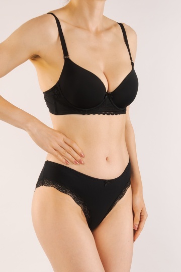 Sutien LARA, cupe preformate soft feel, push-up mediu, cupe B, C, Negru - Img 3