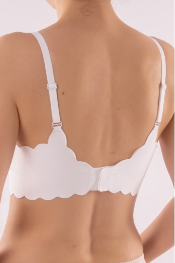 Sutien Piana tip bustiera soft confort fara armatura, cupe moi, din microfibra, Alb - Img 3