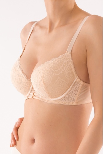 Sutien push-up elegant, cupa preformata Milana, Cream Beige - Img 3