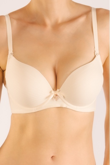 Sutien Stella extra-push-up cupa preformata, imbracat in microfibra eleganta, cupe B, C, Cream - Img 3