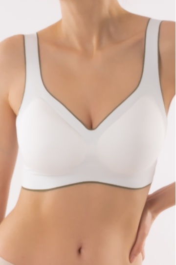 Sutien tip bustiera soft confort fara armatura, cupe moi, din microfibra Nadia, Alb - Img 2