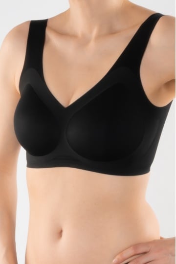 Sutien tip bustiera soft confort fara armatura, cupe moi, din microfibra Daiana, Negru - Img 1