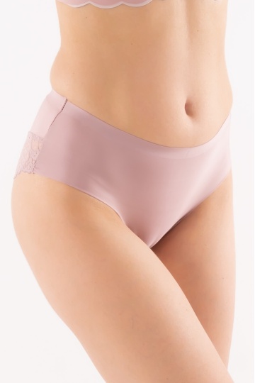 Chiloti brazilieni Maya fara cusaturi la tiv, microfibra si dantela , Roze Nude - Img 3