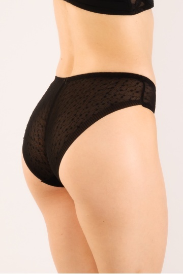 Chiloti eleganti Mina, model panty brazilian,din dantela, Negru - Img 5