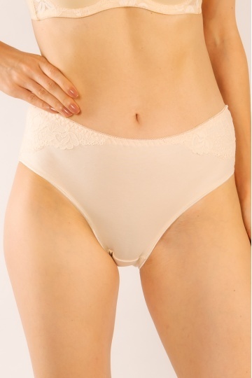 Chiloti femei CLAUDIA, chilot clasic din bumbac, dantela pe sold, Cream - Img 2