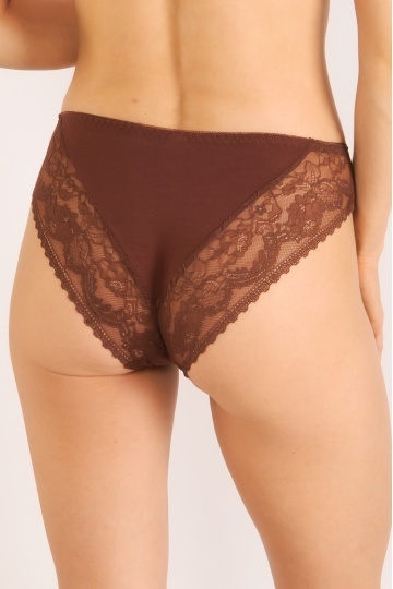 Chiloti femei Luna din bumbac si dantela, CHOCO ( S - XXL ) - Img 2