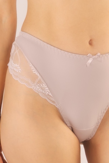 Chiloti femei Praga, cu talie inalta, din microfibra si dantela, Lilac - Img 4