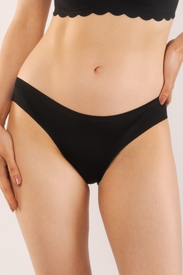 Chiloti laser cut IVY, panty Clasic fara cusaturi la tiv, microfibra, Negru - Img 3