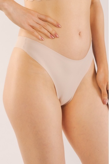Chiloti laser cut Marigold, Tanga fara cusaturi la tiv, microfibra, Nude - Img 2