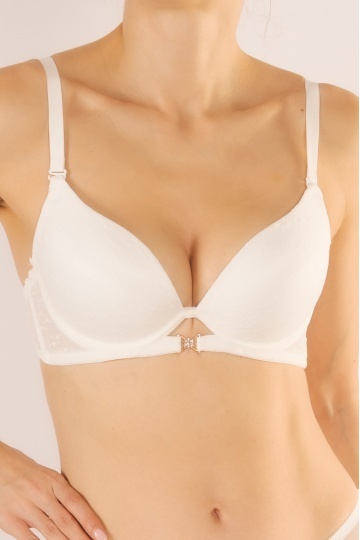 Sutien Flora cupa push-up mediu preformata, cupe B si C, Alb - Img 2
