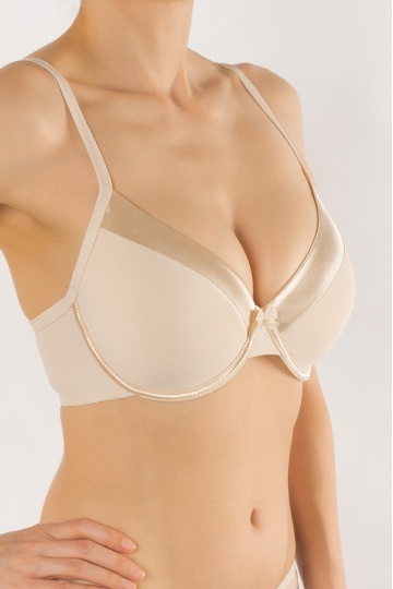 Sutien Lumia cupa subtire, Microfibra, cupe B, C si D, Satin Beige - Img 4