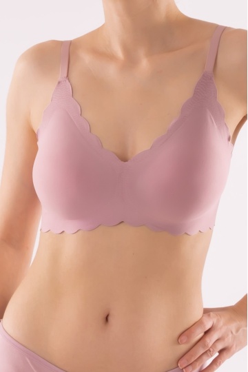 Sutien Piana tip bustiera soft confort fara armatura, cupe moi, din microfibra, Roze Nude - Img 2