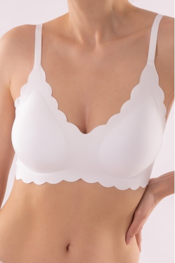 Sutien Piana tip bustiera soft confort fara armatura, cupe moi, din microfibra, Alb - Img 2