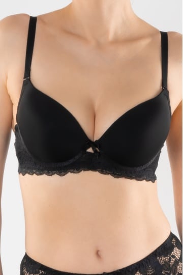 Sutien push-up elegant, cupa preformata Doris, Negru - Img 1