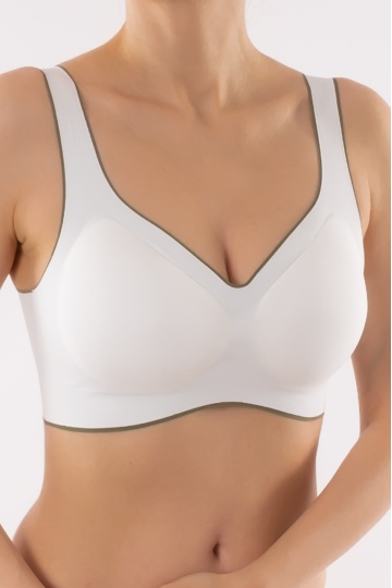 Sutien tip bustiera soft confort fara armatura, cupe moi, din microfibra Nadia, Alb - Img 1