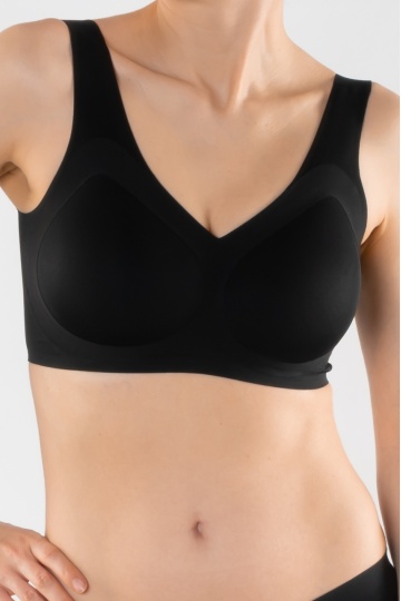 Sutien tip bustiera soft confort fara armatura, cupe moi, din microfibra Daiana, Negru - Img 3